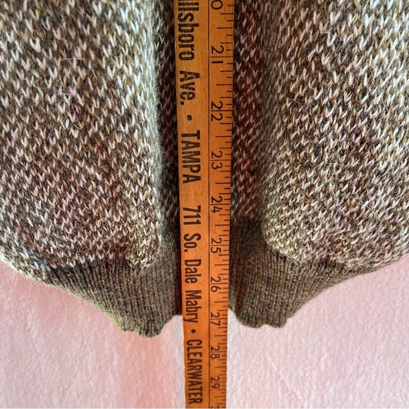 NOS Vintage 80’s Saint Tomas Leather Trimmed Patchwork Geometric Men Cardigan L - Picture 9 of 10